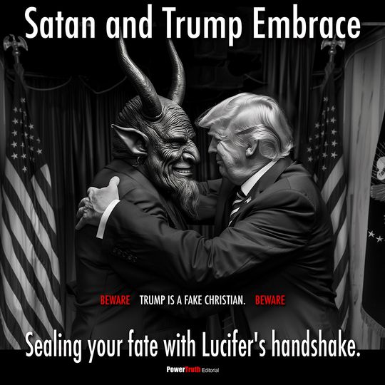 Satan and Trump Embrace